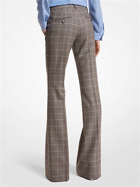 glen plaid wool flared pants michael kors|Haylee Glen Plaid Wool Flared Trousers .